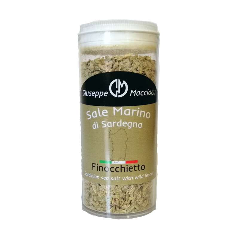 ﻿Fine Sea salt of Sardinia with fennel spreader 130gr cylinder