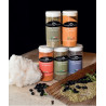 ﻿Sea salt of sardinia with mediterranean herbs mix spreader 100gr cylinder