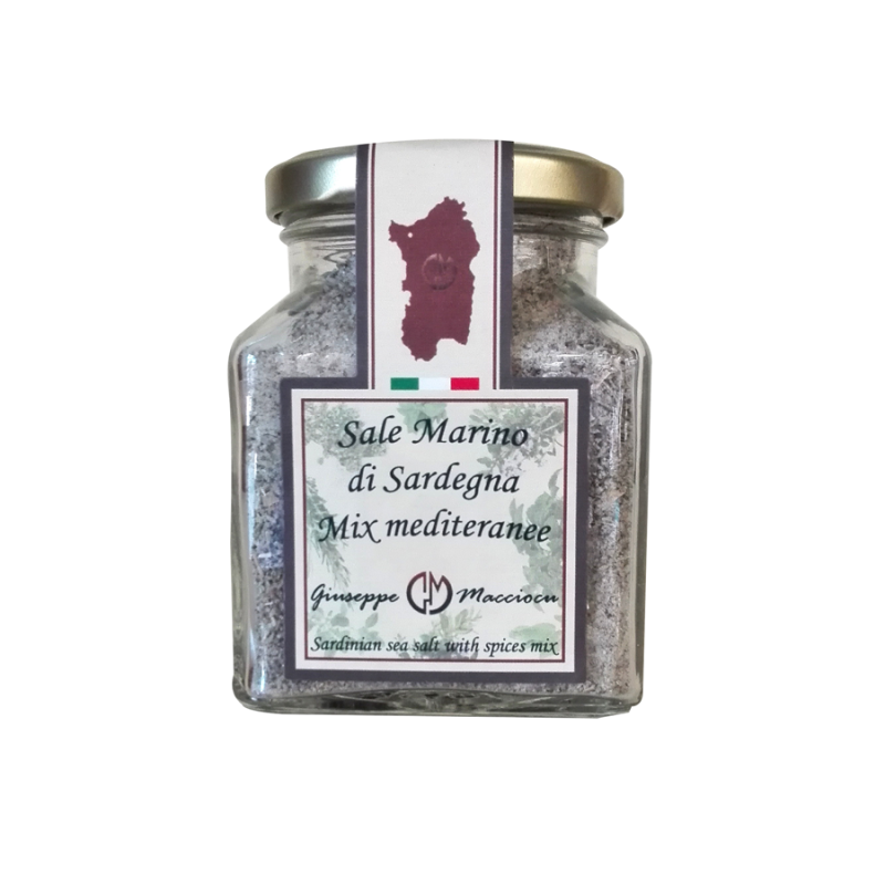 Sardinia sea salt with mediterranean herbs 210gr Jar with metal cap