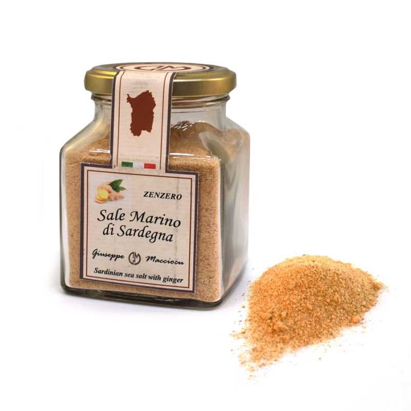 Sardinia sea salt with ginger 210gr Jar with metal cap